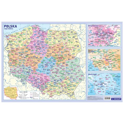 Mapa Polski z kodami pocztowymi podkładka na biurko