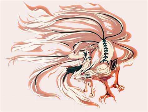 Naruto Flowing White Background Paint Kurama Art Mixing Uzumaki