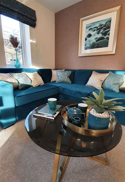 Dark Teal And Soft Gold Lounge In 2020 Teal Living Room Decor Teal