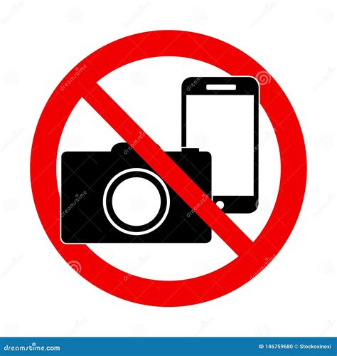 Kein Foto Und Kein Telefonzeichen Verbotenes Zeichen Vektor Abbildung