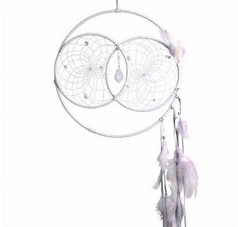 12 White Soul Connection Double Dream Catcher Detailed With 37mm