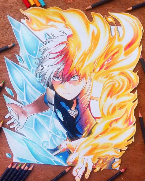Todoroki Art Done 🔥 💙tell Me What U Think Of It Guys Have A Gr8 Day 💕