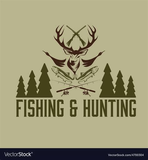 Hunting And Fishing Vintage Emblem Design Template