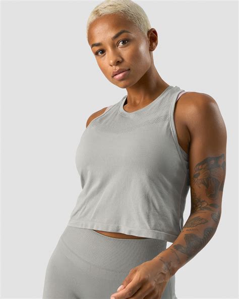 Deluxe Seamless Cropped Tank Top Grey Iciw