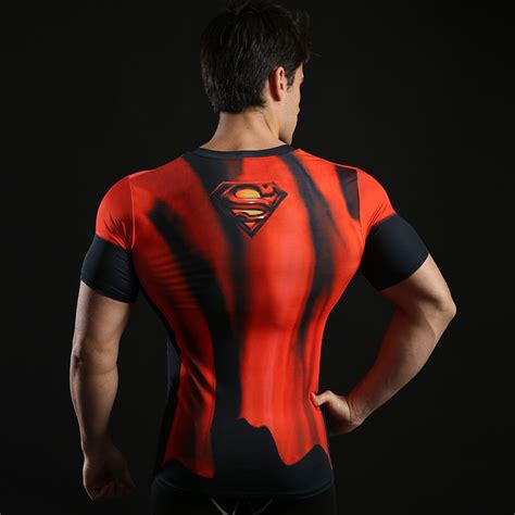 cool superman compression shirt short sleeve halloween costume pkaway