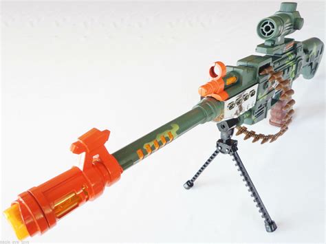 2x Toy Guns Elec Toy Lmg Machine Gun W Scope And Tripod Silver 9mm