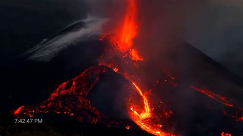 Sunset Cumbre Vieja Volcano Eruption Mountain Of Fire Youtube