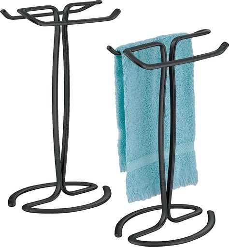 Mdesign Decorative Metal Fingertip Towel Holder Stand For Bathroom