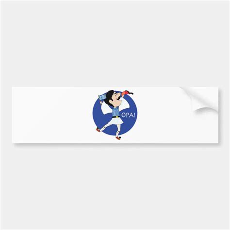 Greek Evzone Dancing With Flag Opa Bumper Sticker Zazzle