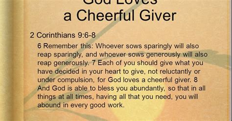Living For God God Loves A Cheerful Giver