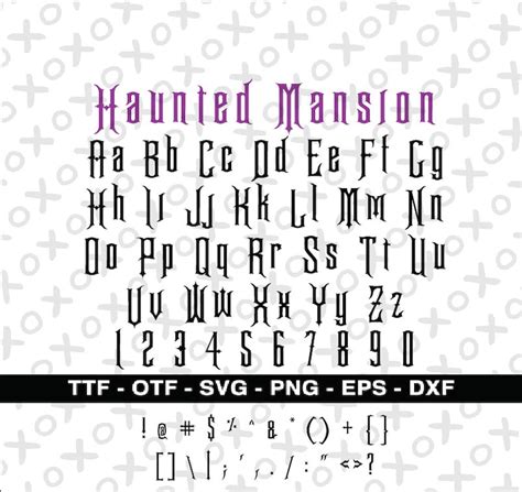 Haunted Mansion Font Svg Ttf Png Alphabet Letter Number Dots