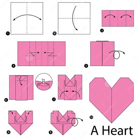 Geleidelijke Instructies Hoe Te Om Tot Origami Een Hart Te Maken Vector