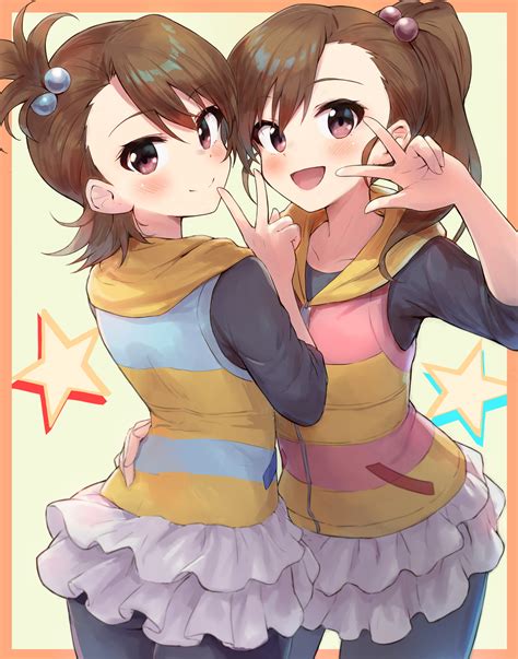 wallpaper anime girls the email protected futami ami futami mami long sleeves brunette