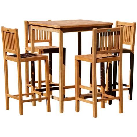 bar set xl teak bartisch bistrotisch stehtisch 80x80cm mit 4x barhocker holz modell jav bima