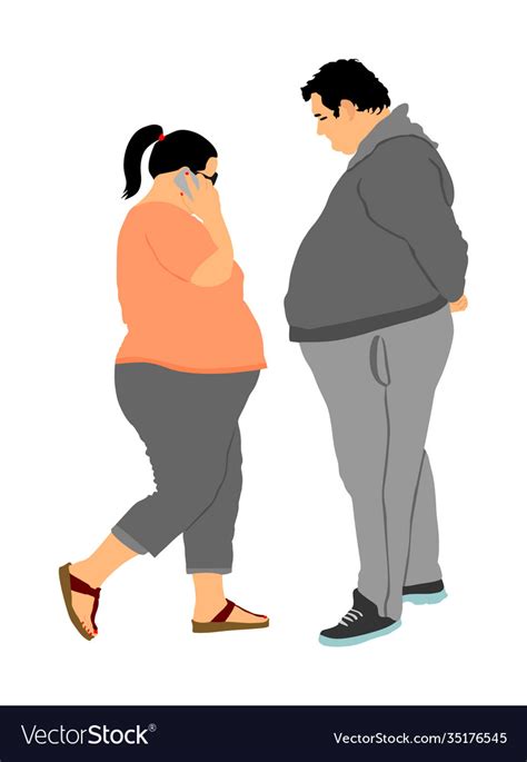 Fat Couple In Love On Date Man And Woman Vector Image