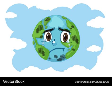 Pollution On Earth With Earth Crying Royalty Free Vector