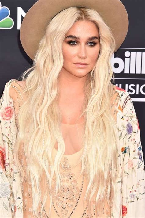 Kesha Wavy Platinum Blonde Angled Dark Roots Hairstyle Steal Her Style Platinum Blonde