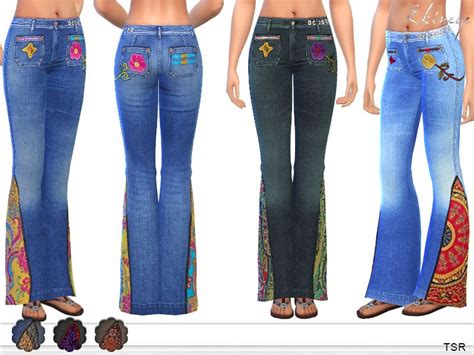 Bell Bottom Jeans Embroidered And Leg Patchwork 6 Different Colors