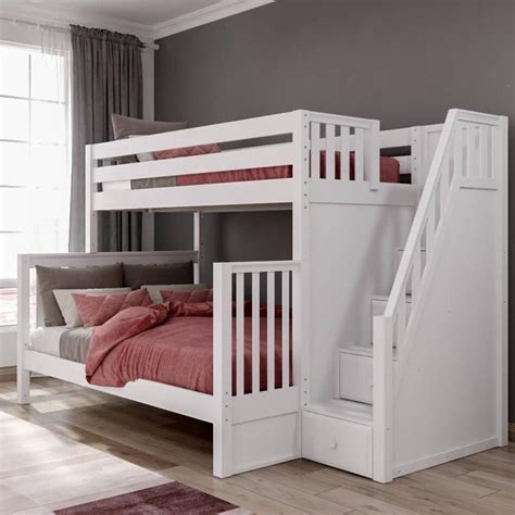 High Twin Xl Over Queen Bunk Bed With Stairs In 2021 Queen Bunk Bed