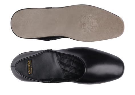 Mens Nappa Leather Grecian Slipper Black Churchs