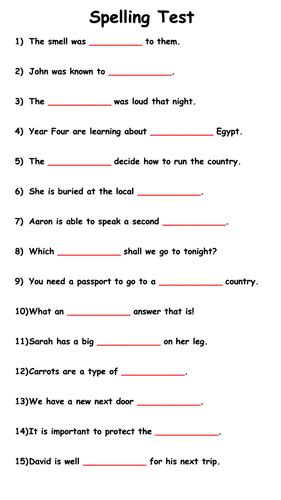 Year 56 Spelling Test Teaching Resources