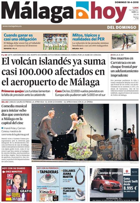 Periódico Málaga Hoy España Periódicos De España Edición De Domingo 18 De Abril De 2010