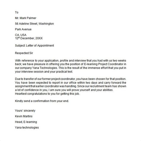 sample appointment letter    documents