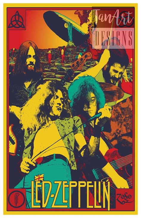 Framed Led Zeppelin Psychedelic Illustration Poster Led Zeppelin