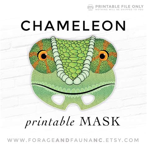 Printable Mask Halloween Costume Chameleon Lizard Mask Etsy