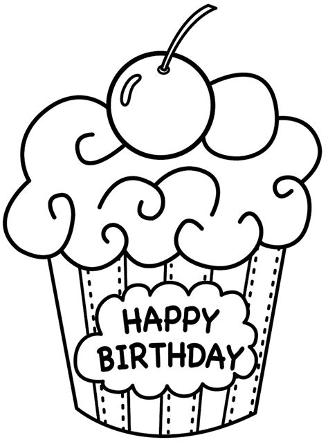 My favorite color is gold for king for a day! Birthday Cupcake Coloring Page - Free Printable Coloring ...
