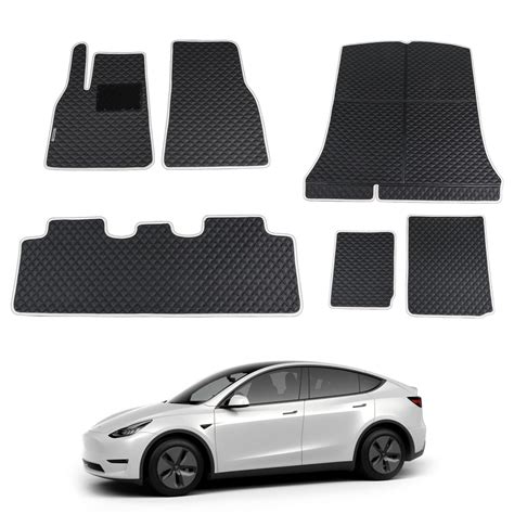 Tesla Model Y All Weather Pu Leather Floor Mats Front Rear Trunk Cargo