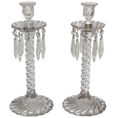 Baccarat Crystal Tall Pair Of 19th Century Rope Twist Candlesticks
