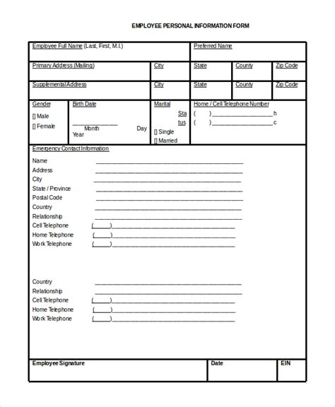 Free 10 Sample Employee Information Forms In Pdf Ms Word