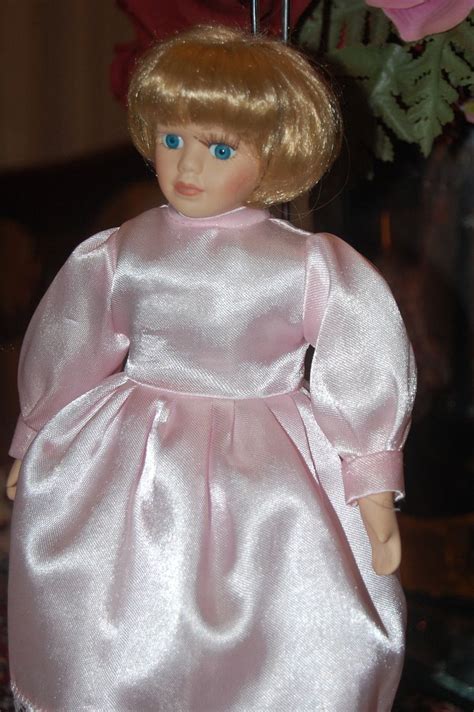Vintage Porcelain Blonde Doll Pink Satin Dress 94 Inch Jadees
