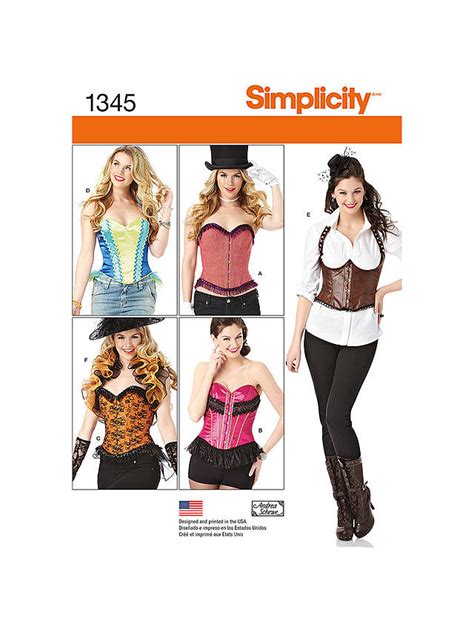 Simplicity Costume Corsets Sewing Patterns 1345 At John Lewis And Partners