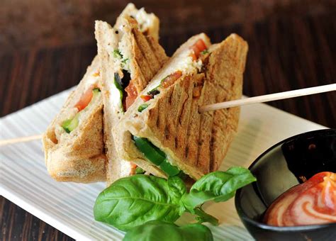 Grilled Vegetable Sandwich Recipe With Herb Goat Cheese By Archanas