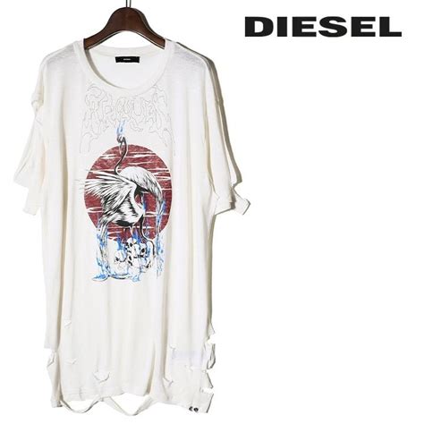 ディーゼル diesel 半袖tシャツ カットソー レディース クラッシュダメージデストロイ加工 麻混 カットオフ t cwth a die l t b4 362 買っciao トゥット