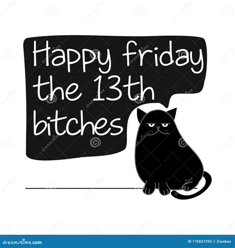 Lucky Friday 13th Black Cat Cartoon Vector Illustration Cartoondealer