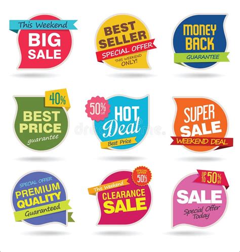 Modern Sale Stickers And Tags Collection Vector Illustration Stock