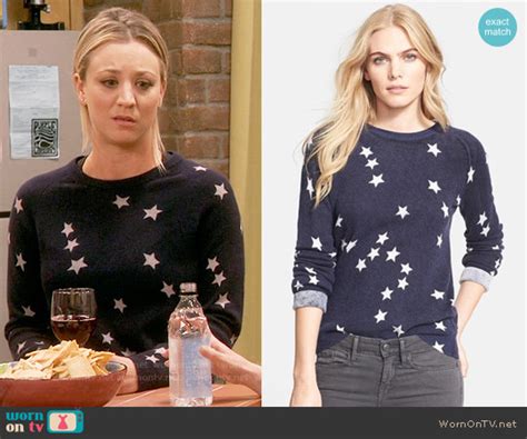 Wornontv Pennys Navy Star Print Sweater On The Big Bang Theory