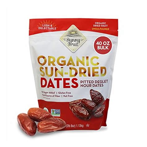 Organic Pitted Dates Deglet Nour Sunny Fruit 40oz Bulk Bag 25 Lbs