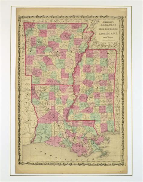 Arkansas Mississippi And Louisiana Map1862 Original Art Antique Maps