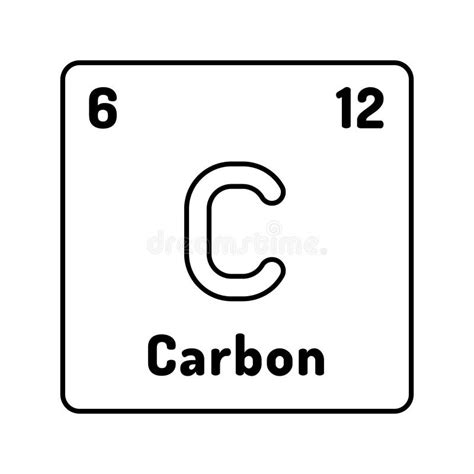 Carbon Chemical Element Line Icon Vector Illustration Stock Vector