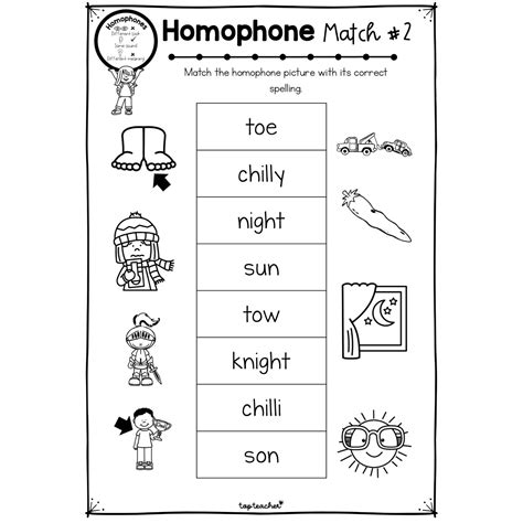 Homophone Match Worksheets Top Teacher