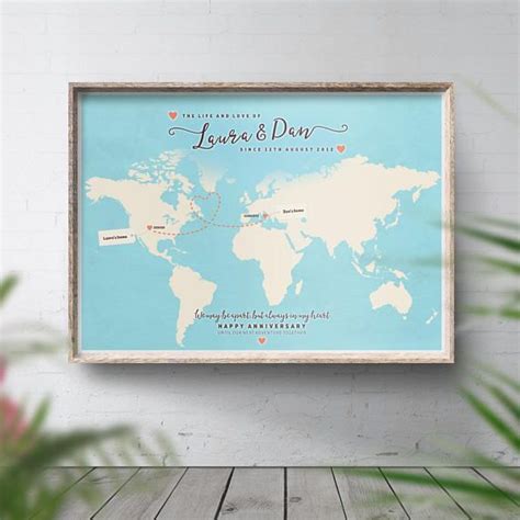 Long Distance Relationship Map Across The Miles T Miles Etsy Uk