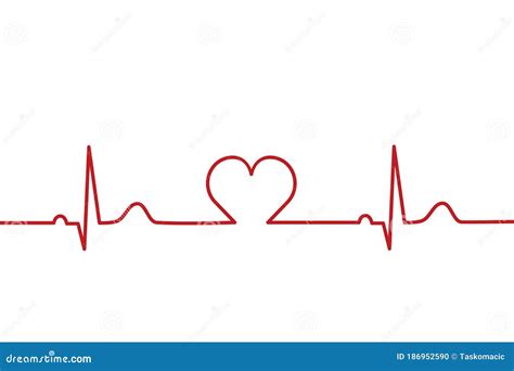 Normal Electrocardiogram Ekg Ecg With Heart In The Middle Heartbeat