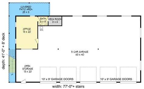 The Floor Plan For A Garage With An Additional Living Area