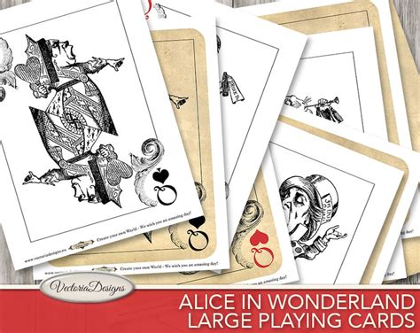 Printable Alice In Wonderland Playing Cards Wall Art Printable Etsy