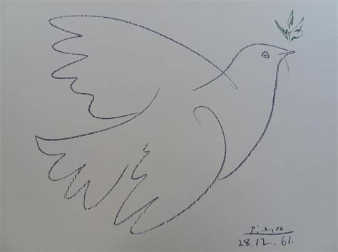 The Blue Dove Lithograph Signed In The Plate Pablo Picasso Pablo