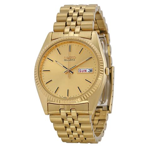 seiko day and date dress gold dial men s watch sgf206 029665042811 watches stainless steel
